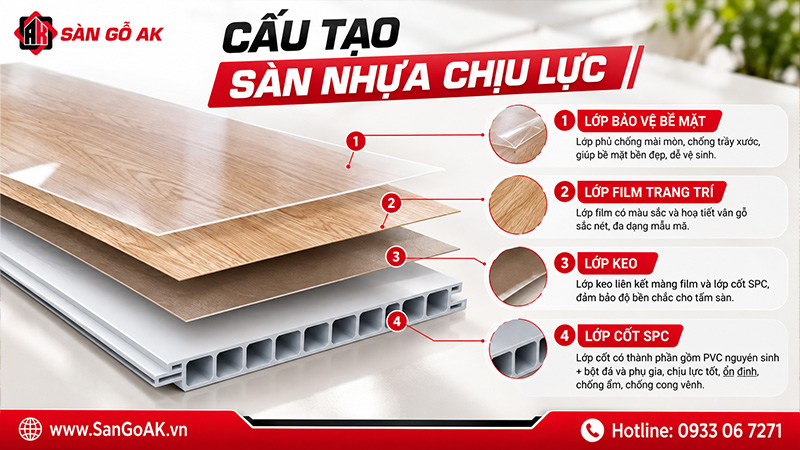 Cấu tạo của sàn nhựa chịu lực