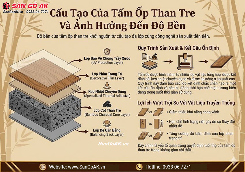 Cấu Tạo Của Tấm Ốp Than Tre Và Ảnh Hưởng Đến Độ Bền 
