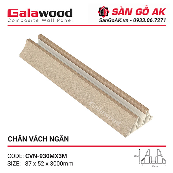 Chân vách ngăn Galawood CVN-930M là phụ kiện vách ngăn nhựa giả vải vàng nhạt