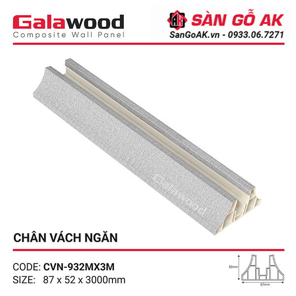 Chân vách ngăn Galawood CVN-932M là phụ kiện vách ngăn nhựa giả vải xám