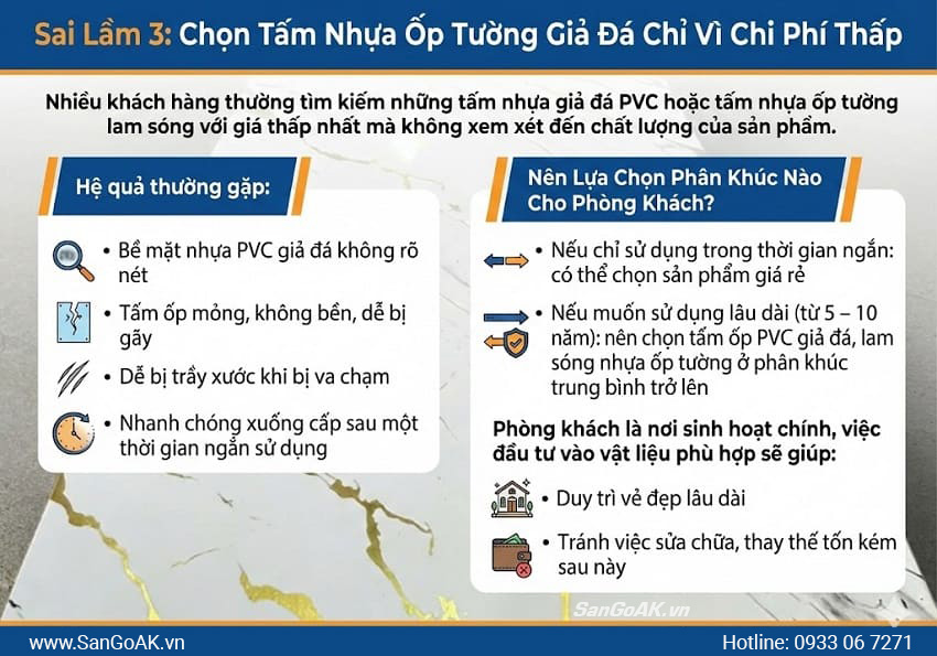 Sai lầm khi chọn tấm nhựa ốp tường giả đá chỉ vì chi phí thấp
