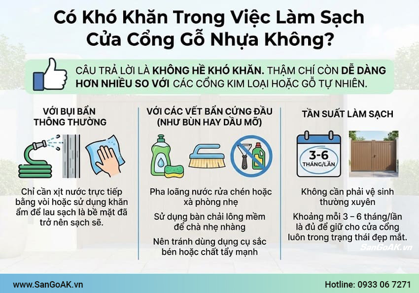 Có Khó Khăn Trong Việc Làm Sạch Cửa Cổng Gỗ Nhựa Không?
