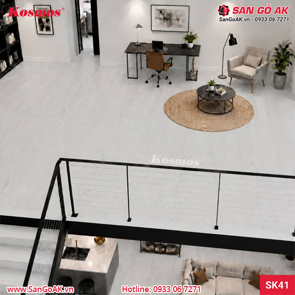 Công trình gác lửng với sàn chịu lực SK41 vân gỗ trắng xám