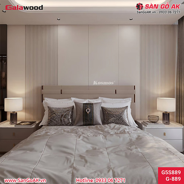 Công trình ốp tường phòng ngủ bằng lam sóng Galawood G5S889 tại TPHCM
