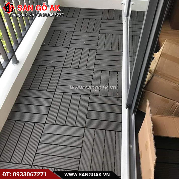 Công trình hoàn thiện vỉ gỗ nhựa ngoài trời VSVI300 vân sọc Dark Grey