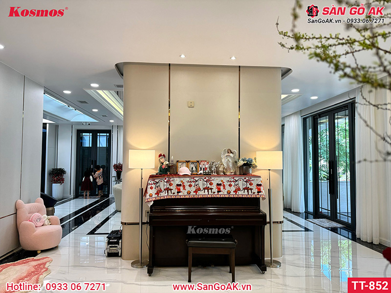Tấm ốp vân vải vàng nhạt TT-852 có thể dễ dàng kết hợp với nhiều mẫu than tre khác