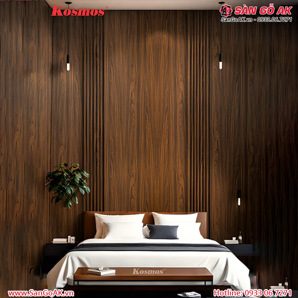 Công trình ốp vách phòng ngủ bằng tấm ốp lam sóng và KNANO9-009M