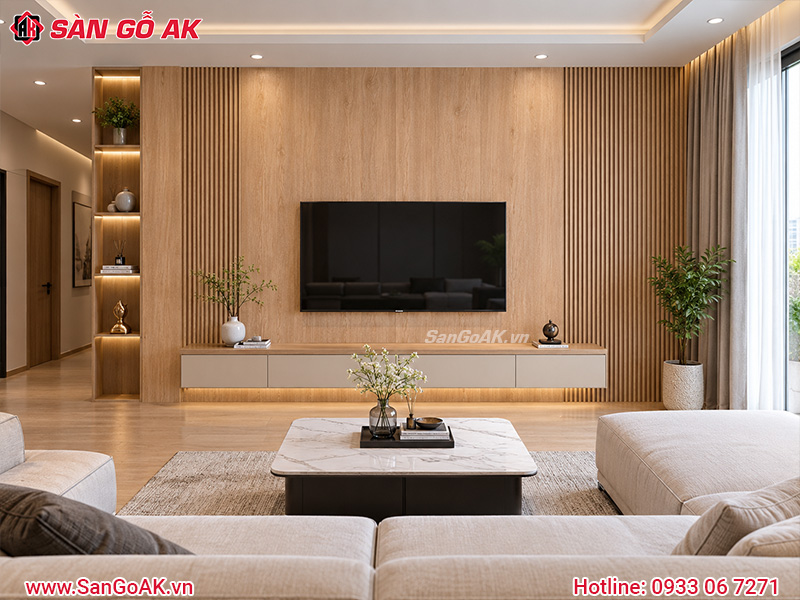 Trang trí phòng khách sang trọng bằng tấm ốp nano X-06