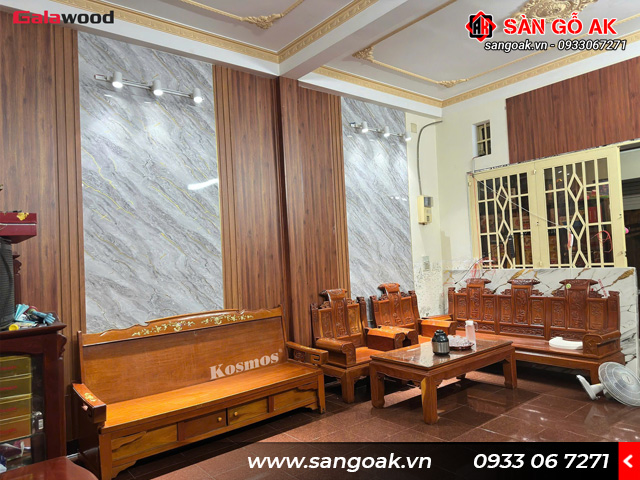 Công trình thực tế tấm ốp Lam sóng Galawood L3S-906 kết hợp với tấm ốp Nano và PVC vân đá