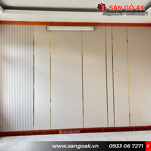 Lam sóng L4S-909 vân vải màu kem dùng để ốp tường tạo điểm nhấn độc đáo