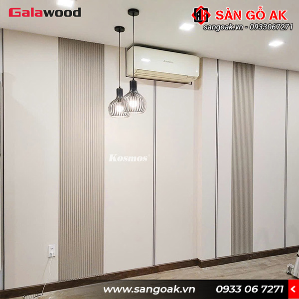 Công trình thực tế tấm ốp Lam sóng Galawood L4S-909 kết hợp với tấm ốp Nano