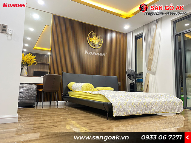 Công trình thực tế Lam Sóng Hàn Quốc L03-120D ốp tường phòng ngủ