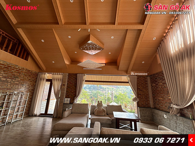 Công trình thực tế trang trí phòng khách với tấm ốp Nano Kosmos KNANO9-017