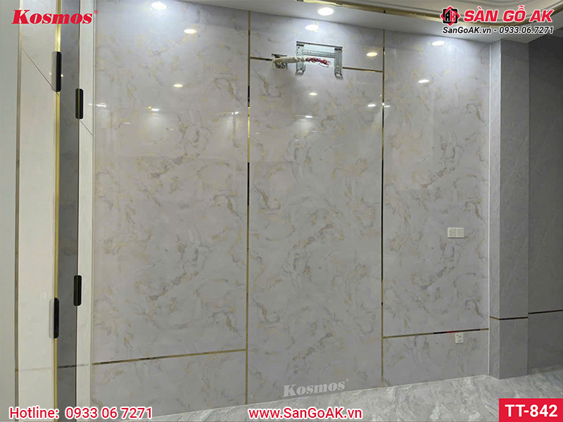 Tấm than tre vân đá dát vàng TT-842 ốp tường trang trí nội thất sang trọng