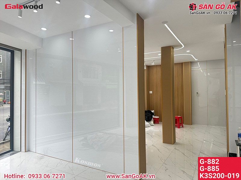 Tấm ốp than tre PET trắng ốp tường trang trí nội thất