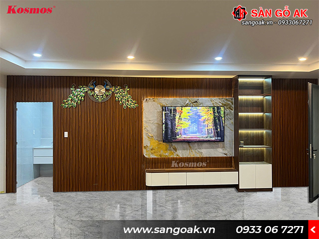 Với thiết kế đẹp và dễ thi công lam sóng Kosmos là vật liệu yêu thích trong trang trí nội thất