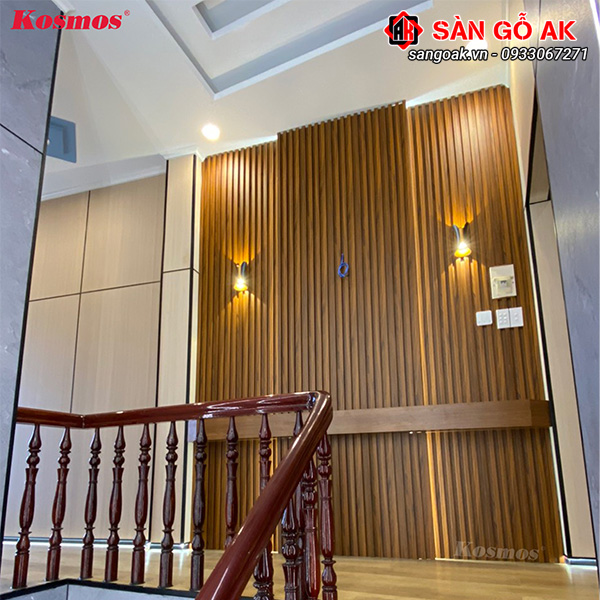 Với thiết kế đẹp và dễ thi công lam sóng Kosmos là vật liệu yêu thích trong trang trí nội thất