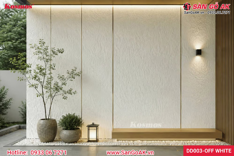 Thiết kế mảng tường nhà phong cách Japandi ốp tấm DD003-OFF WHITE