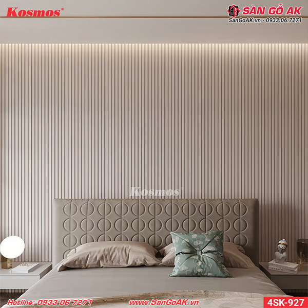 Ốp tường phòng ngủ với lam sóng 4SK-927 vân vải kem