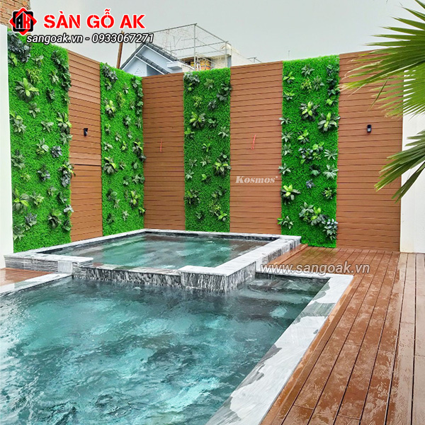 Sàn gỗ nhựa có thể dùng để trang trí cho hồ bơi trở nên sang trọng và ấn tượng