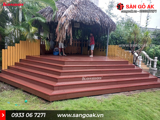 Sàn gỗ nhựa chống nước, chống mối mọt nên thích hợp lát sàn nhà chòi