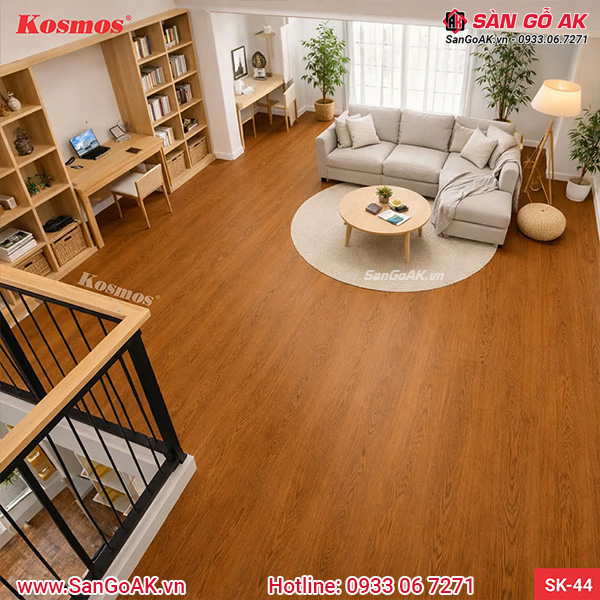 Công trình gác lửng với sàn chịu lực SK44 vân gỗ vàng cam