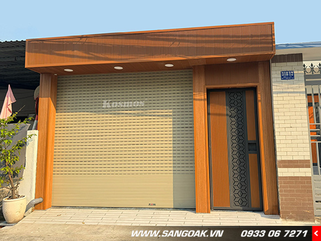 Trang trí cửa cổng sang trọng, độc đáo bằng cách kết hợp tấm ốp với lam sóng gỗ nhựa phủ ASA