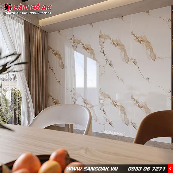 Với trọng lượng nhẹ tấm PVC228 vân đá rất dễ dàng vận chuyển và lắp đặt