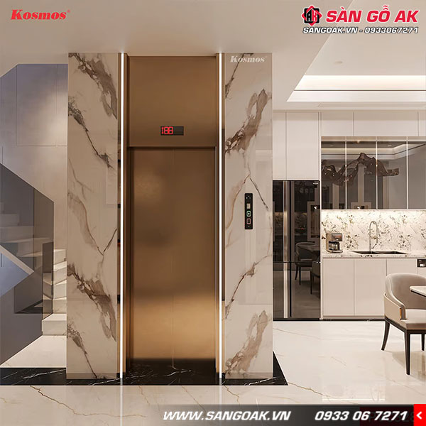 Trang trí vách thang máy trở nên ấn tượng, đẳng cấp hơn với tấm ốp vân đá PVC328