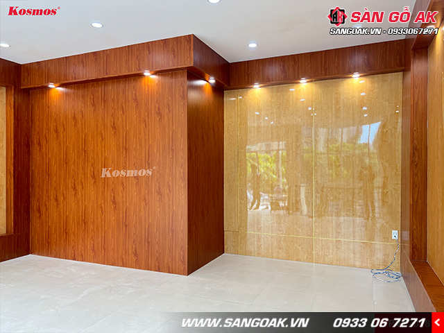 Sử dụng tấm PVC2018 vân gỗ vàng kết hợp với tấm ốp nano vân gỗ nâu cho nội thất