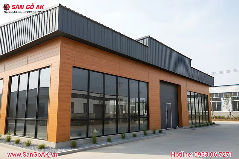 Công trình thực tế ứng dụng tấm panel vân gỗ màu nâu cánh gián