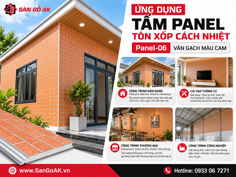 Ứng dụng đa dạng của tấm Panel-06 vân gạch màu cam