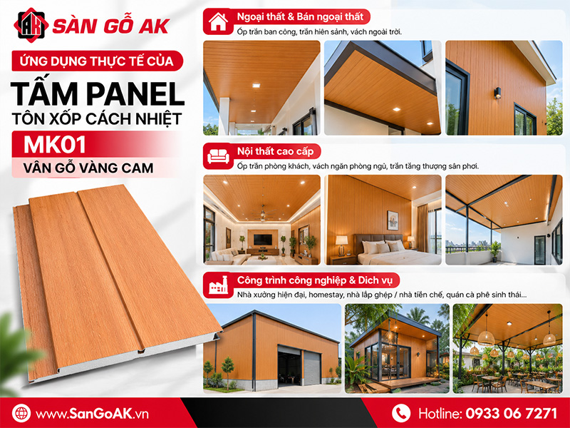 Ứng Dụng Của Tấm Panel MK01 Vân Gỗ Vàng Cam