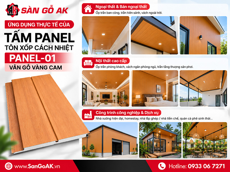 Ứng Dụng Của Tấm Panel-01 Vân Gỗ Vàng Cam