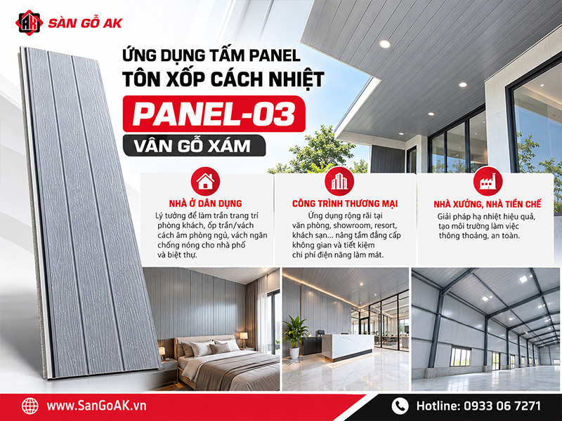 Ứng dụng đa dạng của tấm Panel-03 vân gỗ xám