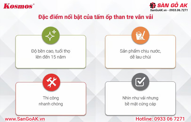 Đặc điểm nổi bật tấm ốp lam 6 sóng than tre vân vải vàng đậm ánh kim 6S832