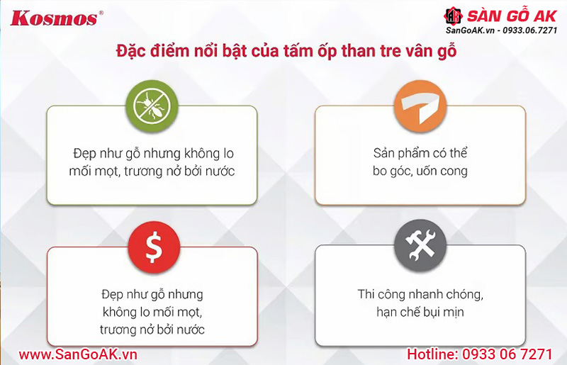 Đặc điểm nổi bật tấm ốp lam sóng than tre vân gỗ