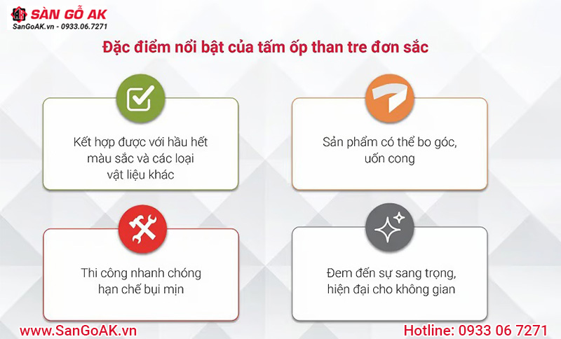 Đặc điểm nổi bật của tấm ốp than tre vân đơn sắc