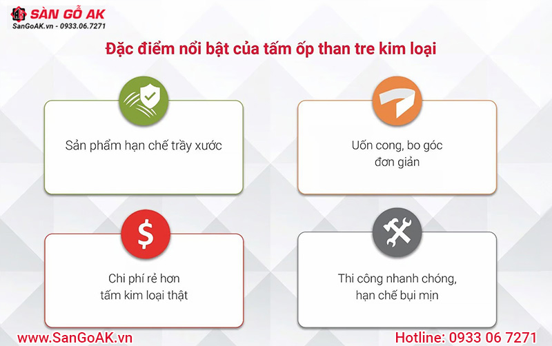 Đặc điểm nổi bật tấm ốp than tre vân kim loại Kosmos