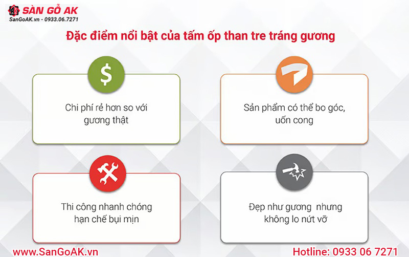 Đặc điểm nổi bật tấm ốp tường/ốp trần sợi than tre tráng gương của Kosmos