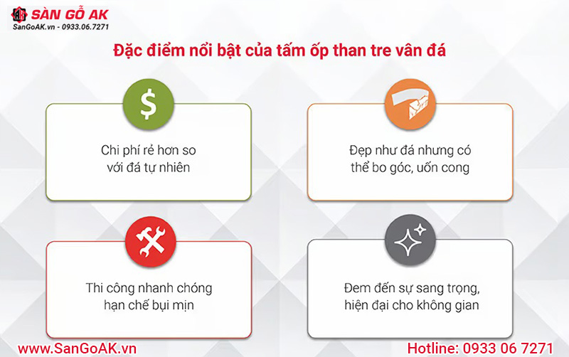 Đặc điểm nổi bật của tấm ốp than tre vân đá PET Kosmos