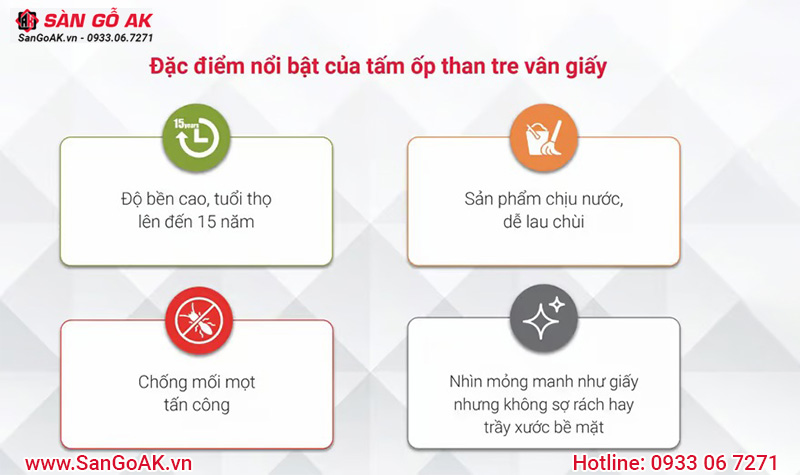 Đặc điểm nổi bật tấm ốp than tre vân giấy Kosmos