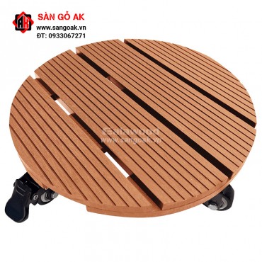 Đế lót chậu cây gỗ nhựa hình tròn DCCT Light Wood
