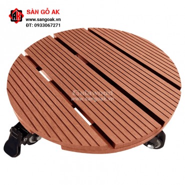 Đế lót chậu cây gỗ nhựa hình tròn DCCT Red Brown