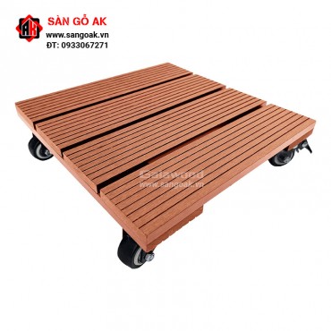 Đế lót chậu cây gỗ nhựa hình vuông DCCV Red Brown
