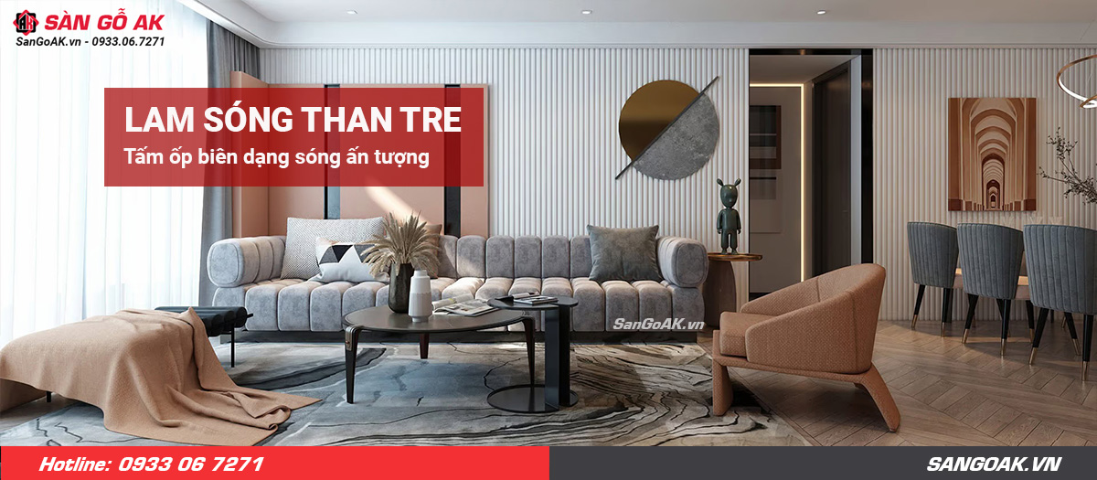 Tấm ốp tường lam sóng than tre mang vẻ đẹp sang trọng hiện đại cho không gian