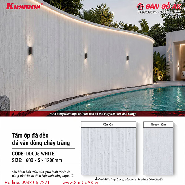 Tấm ốp đá dẻo DD005-WHITE là giải pháp trang trí nội, ngoại thất hiện đại