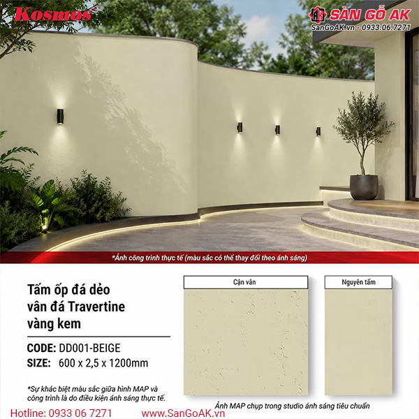 Nâng tầm diện mạo vách ngoại thất với tấm ốp đá dẻo DD001-BEIGE