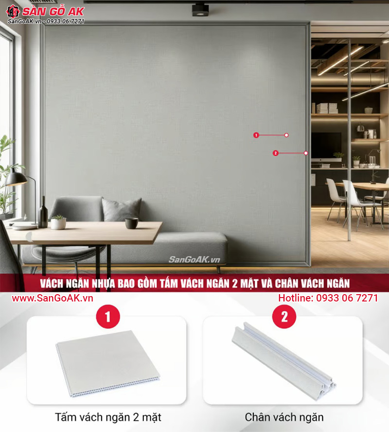 Kết cấu hệ vách ngăn không gian bằng nhựa hoàn chỉnh