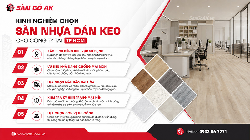 Kinh nghiệm chọn sàn nhựa dán keo cho công ty tại TPHCM
